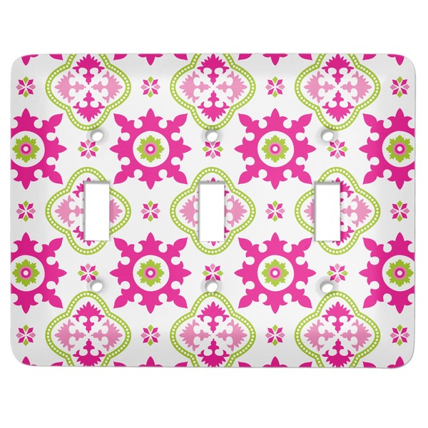 Custom Suzani Floral Light Switch Cover (3 Toggle Plate)