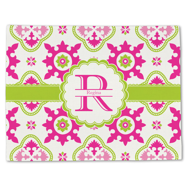 Custom Suzani Floral Single-Sided Linen Placemat - Single w/ Name and Initial