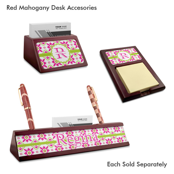 Suzani Floral Mahogany Desk Accessories