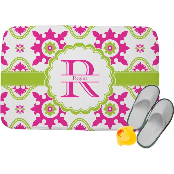 Custom Suzani Floral Memory Foam Bath Mat - 24"x17" (Personalized)