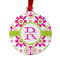 Suzani Floral Metal Ball Ornament - Double Sided w/ Name and Initial