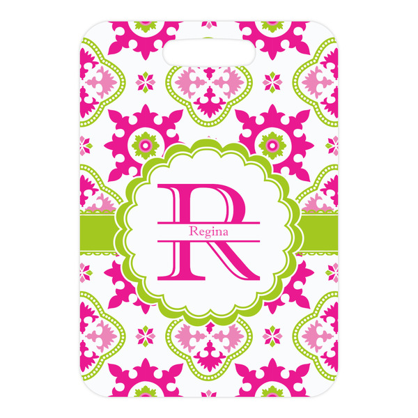 Suzani Floral Metal Luggage Tag - Front Without Strap