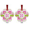 Suzani Floral Metal Paw Ornament - Front and Back