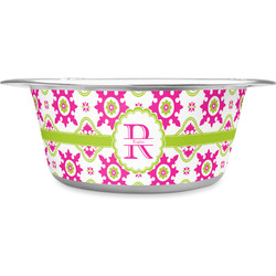 Suzani Floral Stainless Steel Dog Bowl - Large (Personalized)