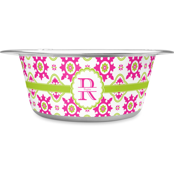 Custom Suzani Floral Stainless Steel Dog Bowl (Personalized)