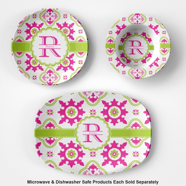 Suzani Floral Microwave & Dishwasher Safe CP Plastic Dishware - Group