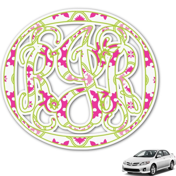 Custom Suzani Floral Monogram Car Decal (Personalized)