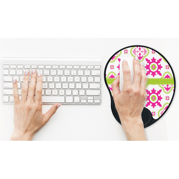 Suzani Floral Mouse Pad with Wrist Rest - LIFESYTLE 2 (in use)
