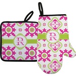 Suzani Floral Oven Mitt & Pot Holder Set w/ Name and Initial