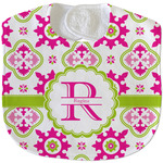 Suzani Floral Velour Baby Bib w/ Name and Initial