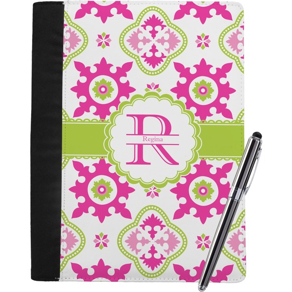 Custom Suzani Floral Notebook Padfolio - Large w/ Name and Initial