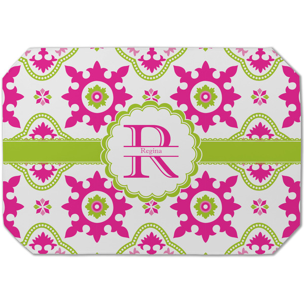 Custom Suzani Floral Dining Table Mat - Octagon (Single-Sided) w/ Name and Initial