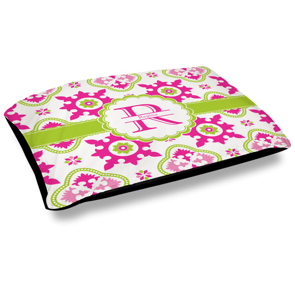 Custom Suzani Floral Outdoor Dog Bed - Large (Personalized)