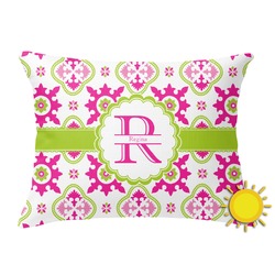Suzani Floral Outdoor Throw Pillow (Rectangular) (Personalized)