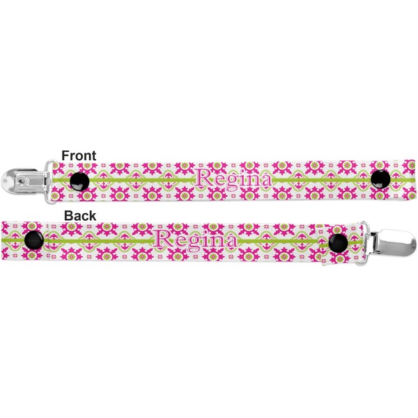Suzani Floral Pacifier Clip - Front and Back
