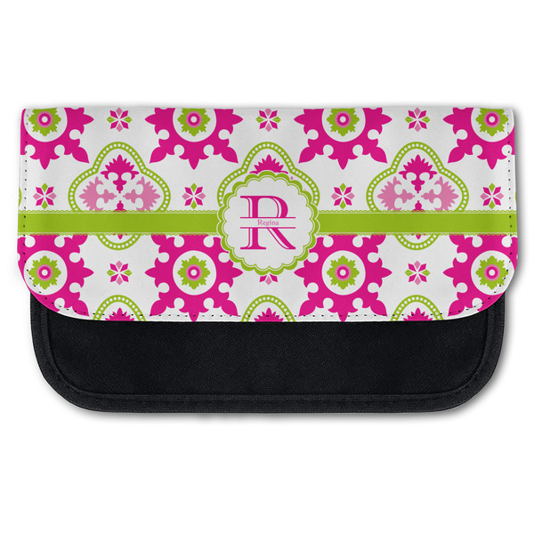 Custom Suzani Floral Canvas Pencil Case w/ Name and Initial