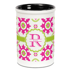 Suzani Floral Ceramic Pencil Holders - Black