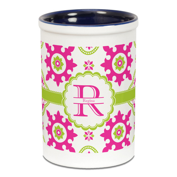 Suzani Floral Pencil Holder - Blue