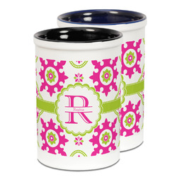 Suzani Floral Ceramic Pencil Holder - Large