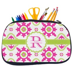 Suzani Floral Neoprene Pencil Case - Medium w/ Name and Initial