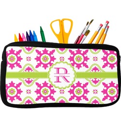 Suzani Floral Neoprene Pencil Case - Small w/ Name and Initial