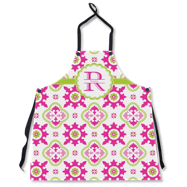 Custom Suzani Floral Apron Without Pockets w/ Name and Initial