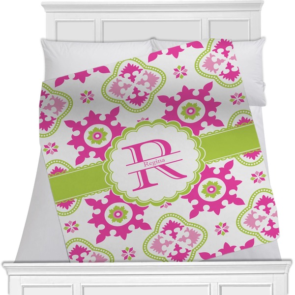 Custom Suzani Floral Minky Blanket - Twin / Full - 80"x60" - Double Sided (Personalized)