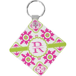 Suzani Floral Diamond Plastic Keychain w/ Name and Initial