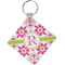 Suzani Floral Diamond Plastic Keychain w/ Name and Initial