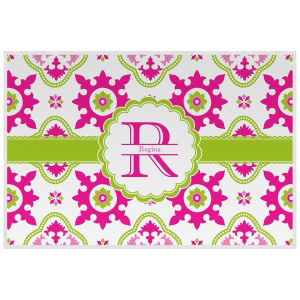 Custom Suzani Floral Laminated Placemat w/ Name and Initial