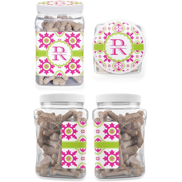Suzani Floral Pet Treat Jar - Multiple Angles