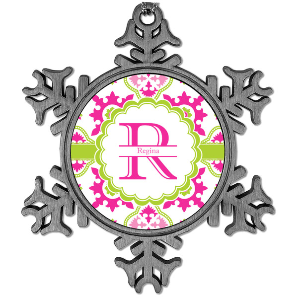 Custom Suzani Floral Vintage Snowflake Ornament (Personalized)