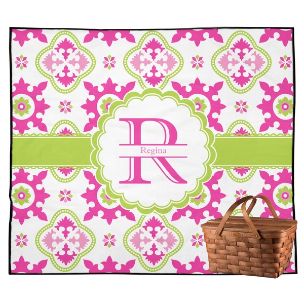 Custom Suzani Floral Outdoor Picnic Blanket (Personalized)