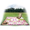 Suzani Floral Picnic Blanket - with Basket Hat and Book - in Use