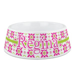 Suzani Floral Plastic Dog Bowl - Medium (Personalized)