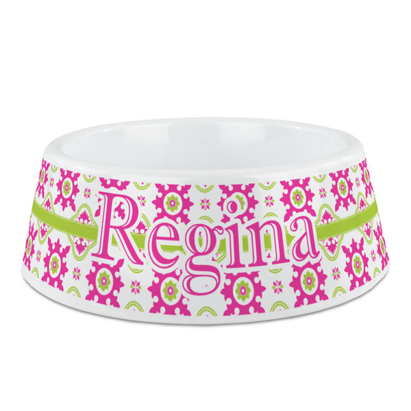 Custom Suzani Floral Plastic Dog Bowl - Medium (Personalized)