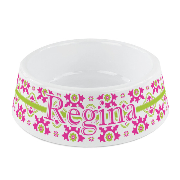 Custom Suzani Floral Plastic Dog Bowl - Small (Personalized)
