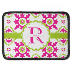 Suzani Floral Iron On Rectangle Patch w/ Name and Initial