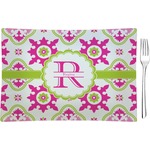 Suzani Floral Rectangular Glass Appetizer / Dessert Plate - Single or Set (Personalized)