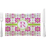 Suzani Floral Rectangular Glass Lunch / Dinner Plate - Single or Set (Personalized)