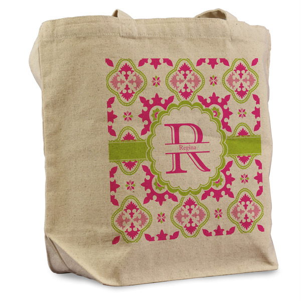 Custom Suzani Floral Reusable Cotton Grocery Bag (Personalized)