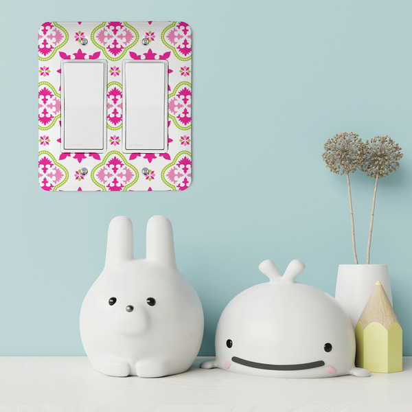 Suzani Floral Rocker Light Switch Covers - Double - IN CONTEXT