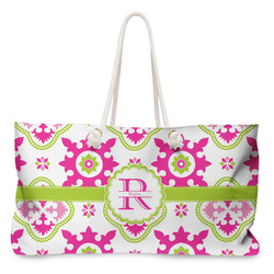 Suzani Floral Large Tote Bag with Rope Handles (Personalized)