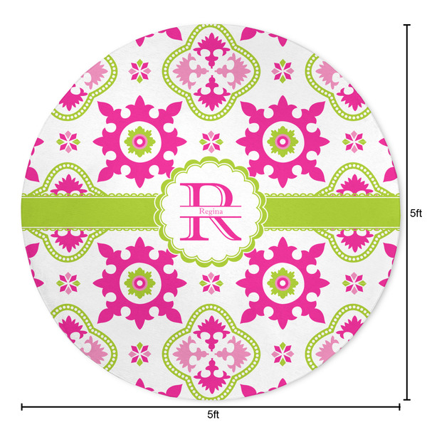 Suzani Floral Round Area Rug - Size