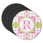 Suzani Floral Round Rubber Backed Coasters - Set of 4 (Personalized)