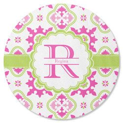 Suzani Floral Round Rubber Backed Coaster (Personalized)