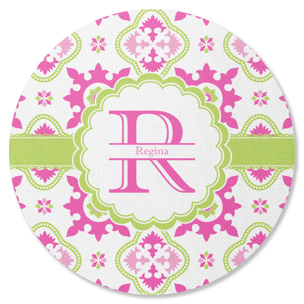 Custom Suzani Floral Round Rubber Backed Coaster (Personalized)