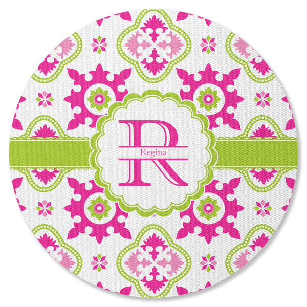 Custom Suzani Floral Round Rubber Backed Coaster (Personalized)