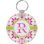 Suzani Floral Round Plastic Keychain (Personalized)