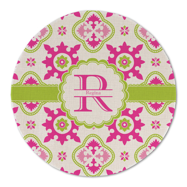Suzani Floral Round Linen Placemats - FRONT (Double Sided)